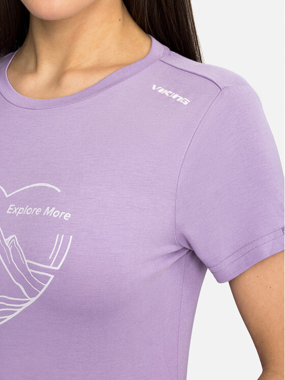 Viking Viking T-Shirt Lenta Bamboo Light Lady Fioletowy Regular Fit