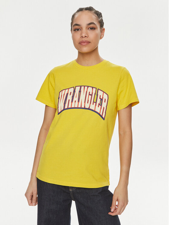 Wrangler T-shirt Varsity 112350189 Žuta Regular Fit