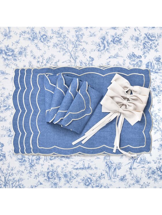 Roseberry Home Roseberry Home Serwetki haftowane Blue Onde Niebieski