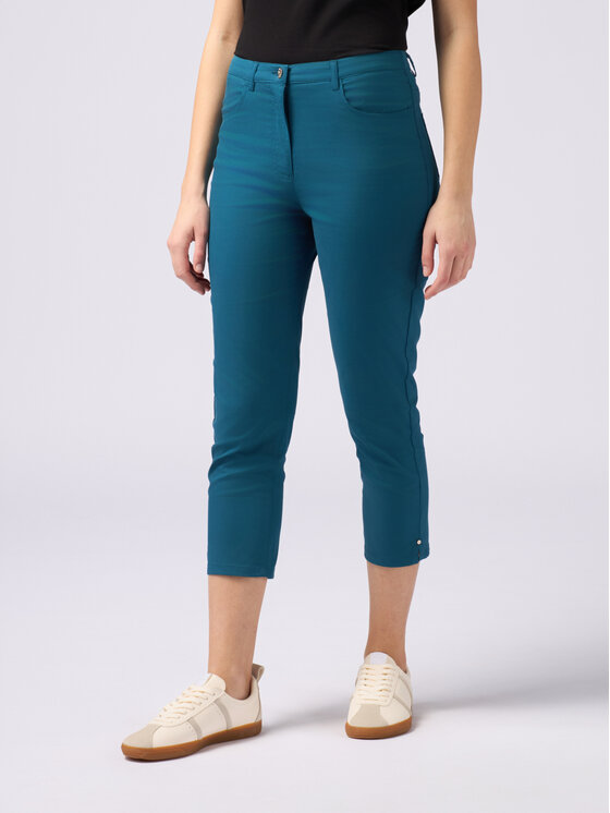 Oltre Oltre Pantaloni di tessuto P707R008473N024 Turchese Slim Fit