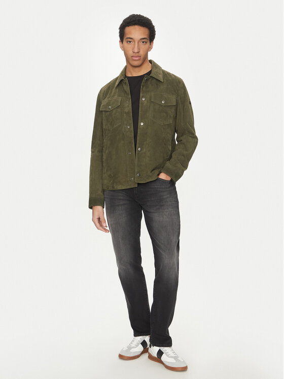 JOOP! Jeans JOOP! Jeans Kožená bunda 15 Georg 80000766 Zelená Regular Fit