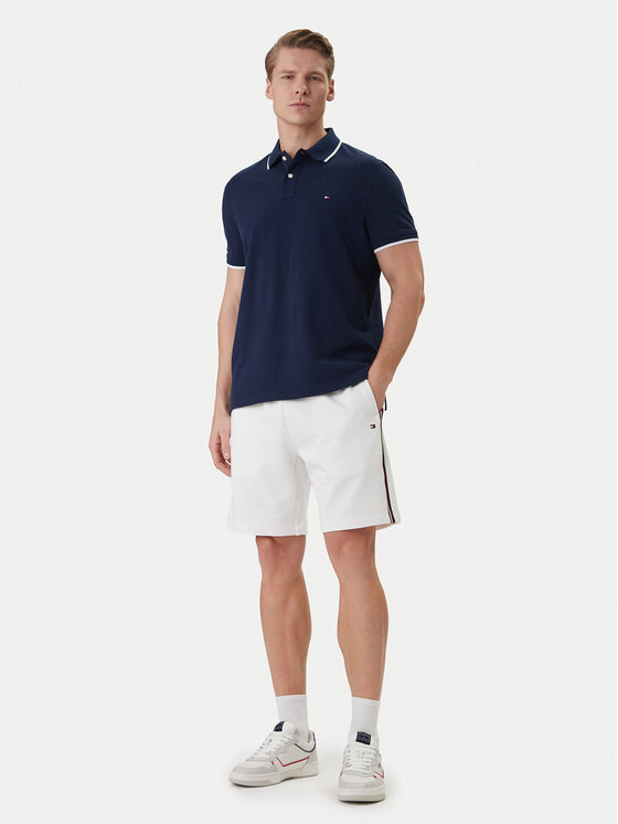 Tommy Hilfiger Tommy Hilfiger Pantaloni scurți sport Global Stripe MW0MW42883 Alb Regular Fit