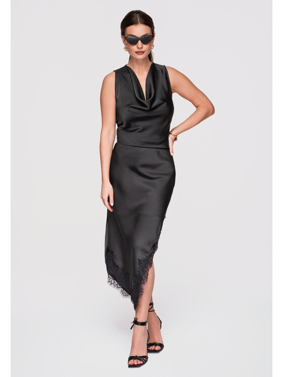 Ombre Ombre Spódnica midi OW-GL-E0003 Czarny A-Line Fit