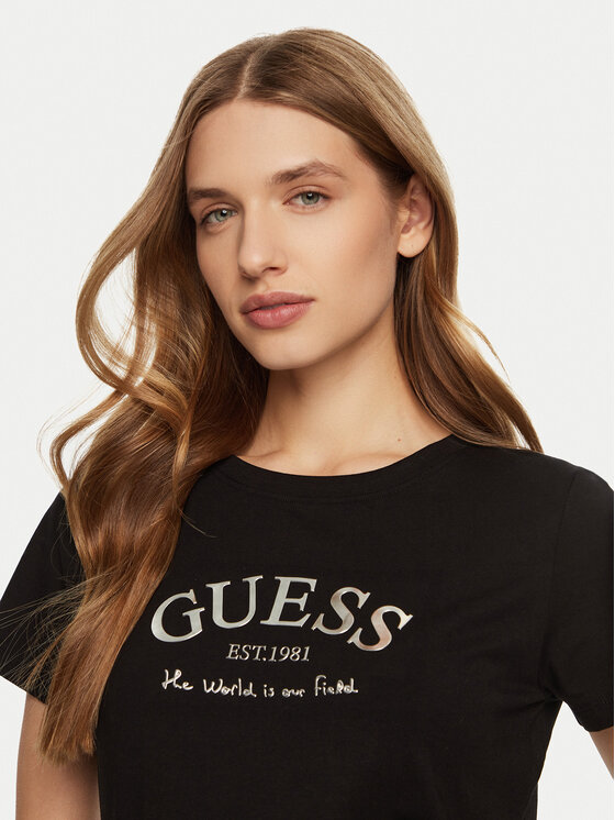 Guess Guess Marškinėliai V5RI16 J1314 Juoda Shirt Fit