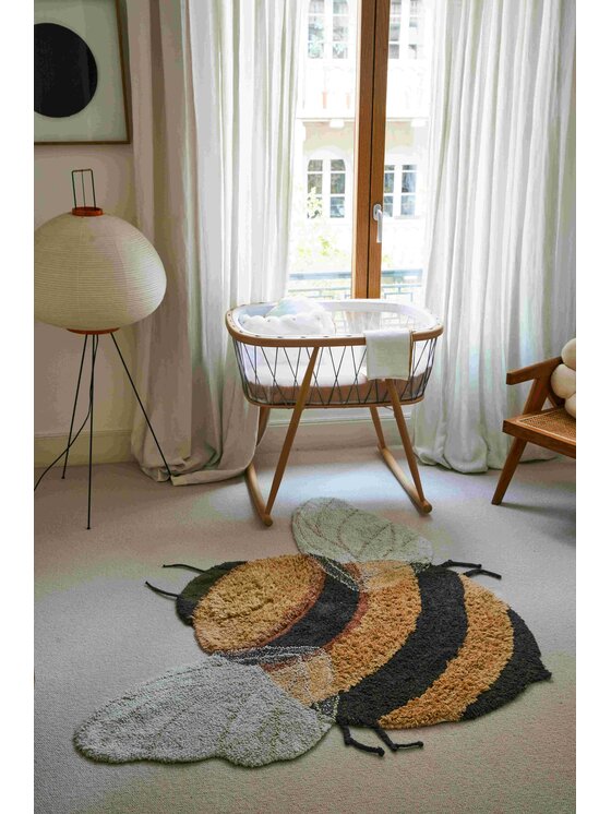 Lorena Canals Lorena Canals Dywan dziecięcy Dywan bawełniany Bee do prania w pralce, Planet Bee Żółty