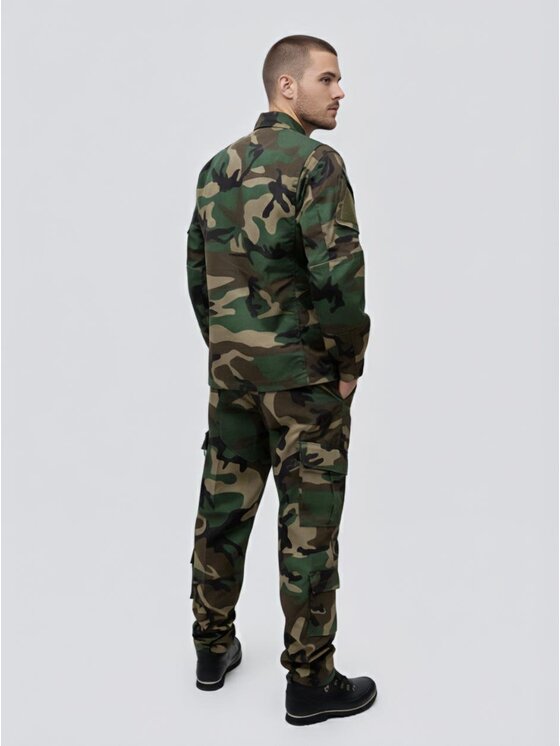 Jigga Wear Jigga Wear Komplet bluza i spodnie materiałowe Mundur Polowy Taktyczny Moro Camo Rip-Stop Wojskowy 130036 Khaki Regular Fit