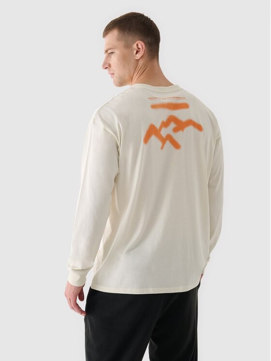 4F 4F Longsleeve 4FRAW24TLONM507-83S Beżowy jasny Oversize