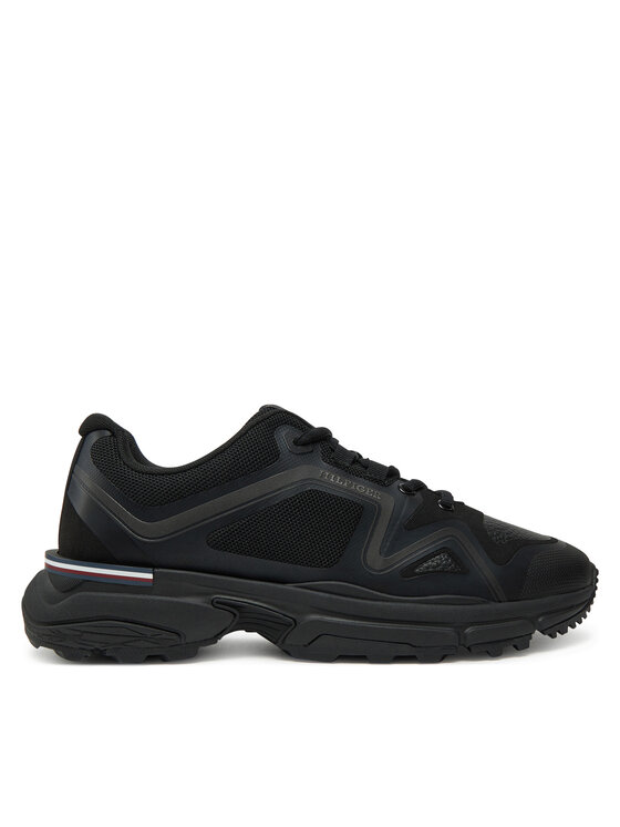 Sneakers Tommy Hilfiger M Runner Tech Knit Lth Mix FM0FM05344 Negru