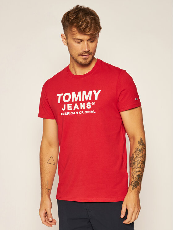 Tommy Jeans Marškinėliai Tjm Essential Front Logo DM0DM08349 Raudona  Regular Fit • Modivo.lt