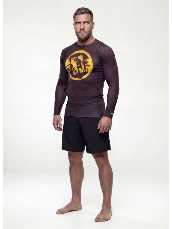 PITBULL PITBULL Koszulka techniczna LOGO PALMS Brązowy Regular Fit