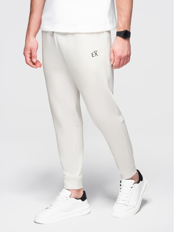 Ombre Ombre Spodnie dresowe OM-PASK-0223 Biały Regular Fit