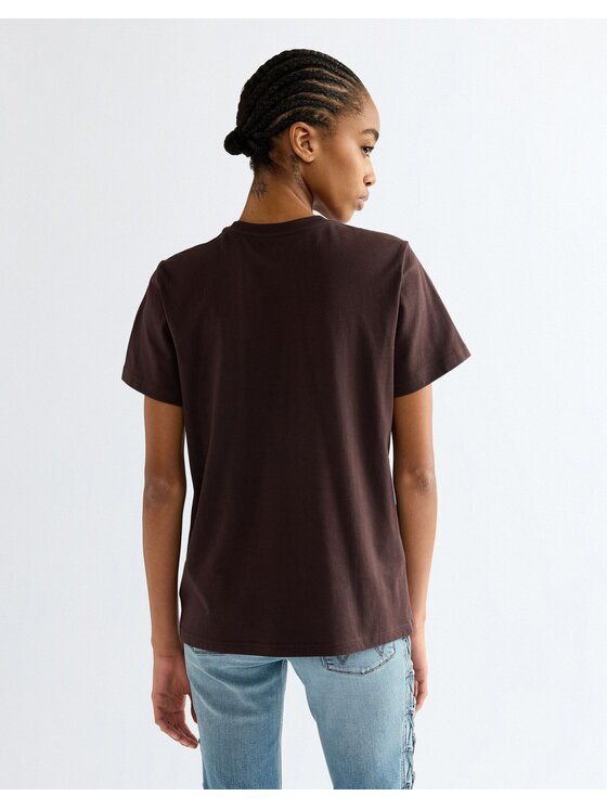 Wrangler Wrangler T-Shirt SIGN OFF TEE Brązowy Slim Fit