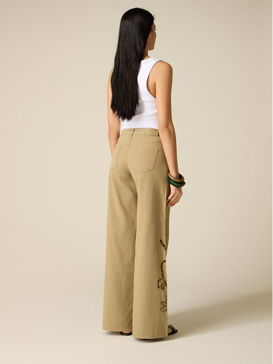 Oltre Oltre Spodnie materiałowe P00LR009149N035 Zielony Baggy Fit