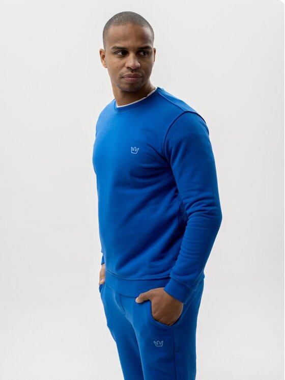 Jigga Wear Jigga Wear Bluza Bluza Bez Kaptura Męska Ciemna Niebieska Jigga Wear Simple Crown XXL Granatowy Regular Fit