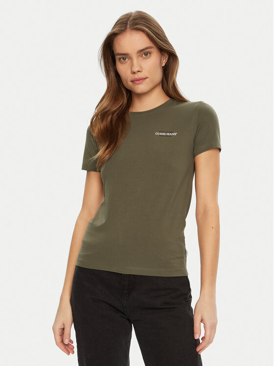 Guess Jeans Guess Jeans T-Shirt W4YI02 J1314 Zielony Regular Fit