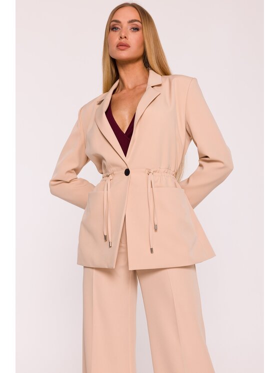 Made of Emotion Made of Emotion Marynarka M873 Beżowy Modern Slim Fit