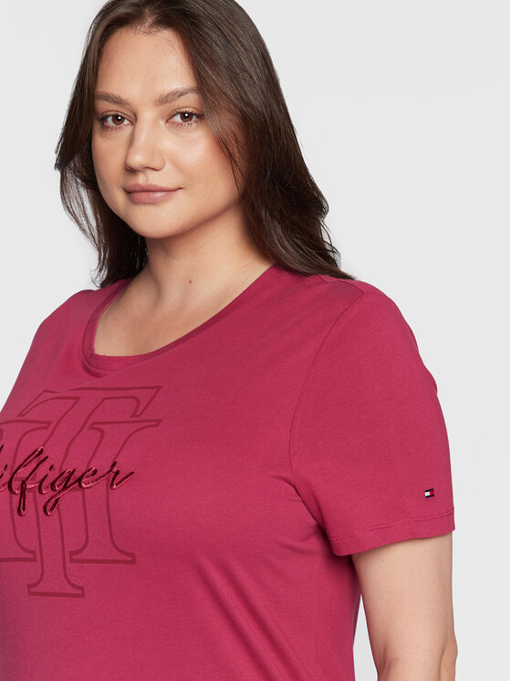 T-shirt Script Logo WW0WW34320 Rosa Regular Fit