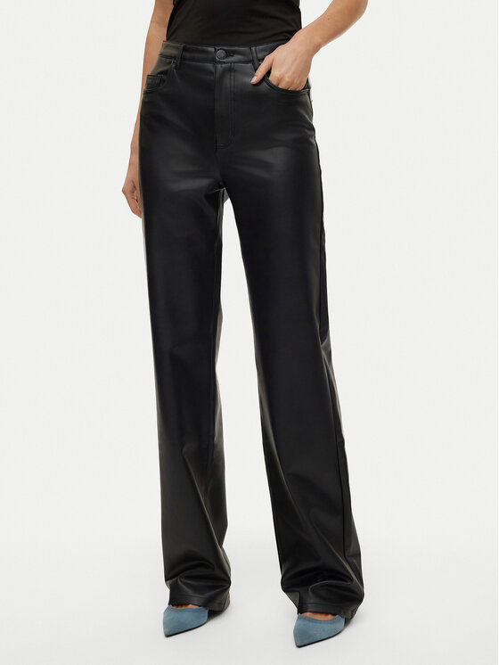 Vero Moda Vero Moda Kalhoty z imitace kůže Tessa 10310878 Černá Wide Leg