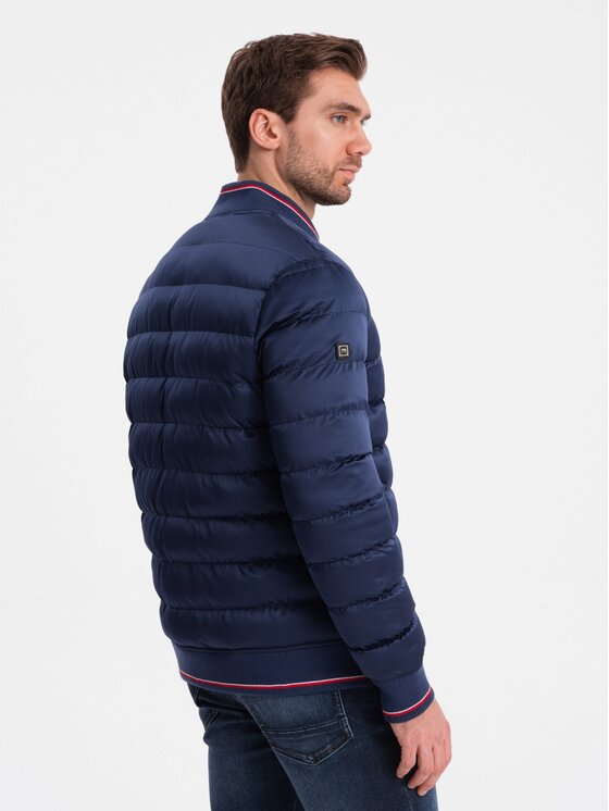 Ombre Ombre Bunda bomber OM-JALP-22FW-007 Modrá Regular Fit