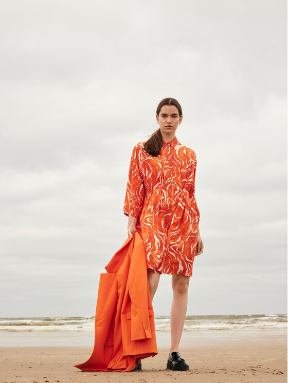 selected femme orange dress Orange patterned shirt dress from Selected Femme