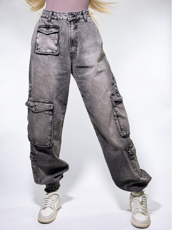 MissDenim MissDenim Spodnie damskie Baggy Szary Boyfriend Fit