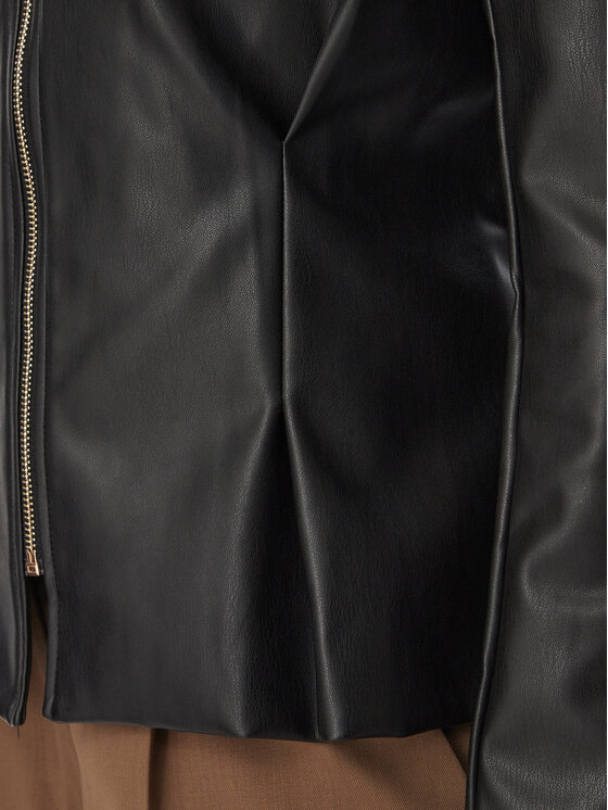 Rinascimento Rinascimento Geacă din imitație de piele CFC0130174003 Negru Slim Fit