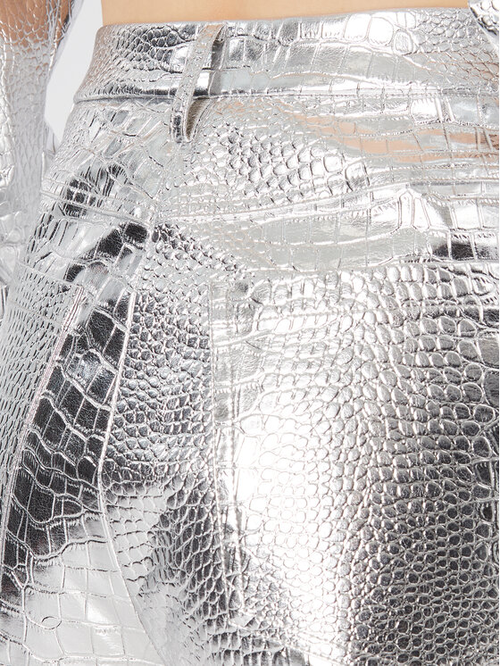 ROTATE ROTATE Hose aus Kunstleder Rotiie RT2227 Silberfarben Relaxed Fit