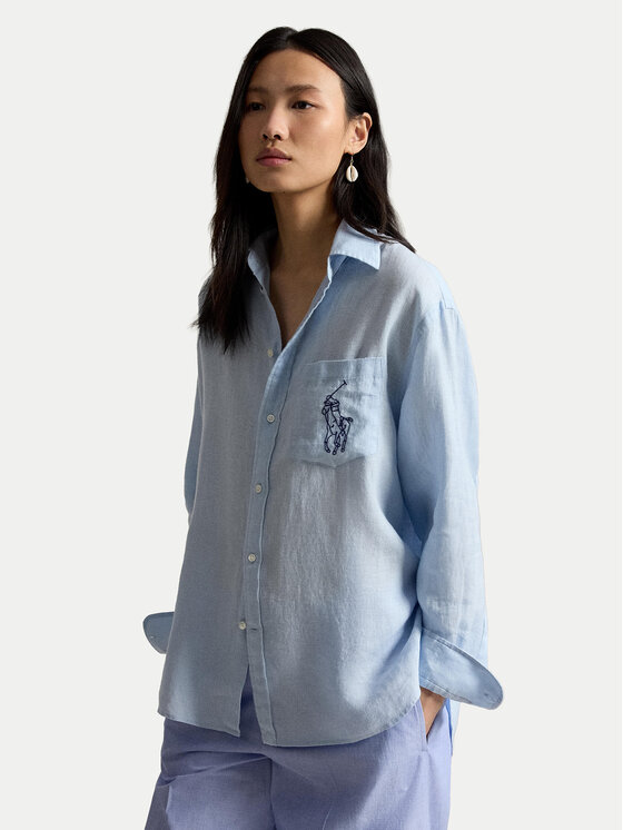Polo Ralph Lauren Cămașă 211A12786002 Albastru deschis Oversize