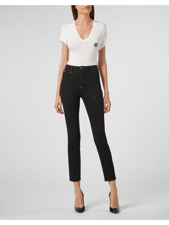 PHILIPP PLEIN PHILIPP PLEIN Jegginsy 30151 Czarny Jegging Fit
