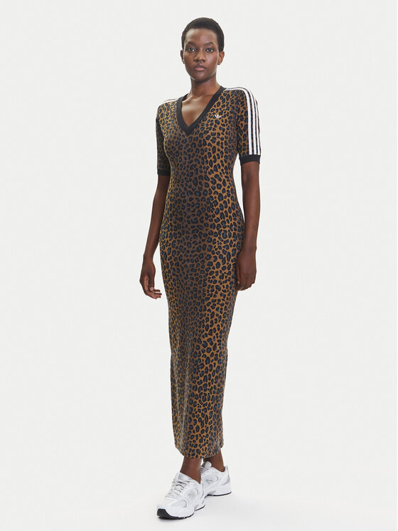 adidas adidas Vsakodnevna obleka Leopard JW2773 Rjava Slim Fit