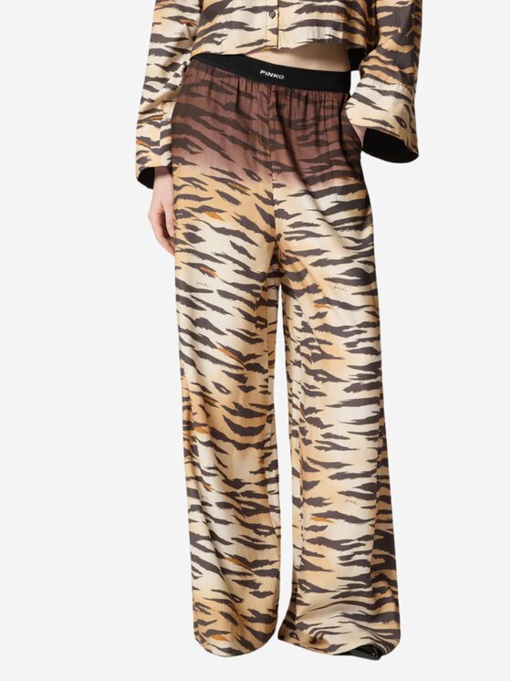 PINKO PINKO Pantaloni Pantaloni fluidi con stampa tigrata Marrone Regular Fit