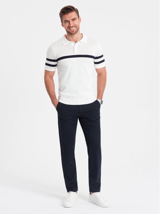 Ombre Ombre Chinosy OM-PACP-0191 Granatowy Regular Fit