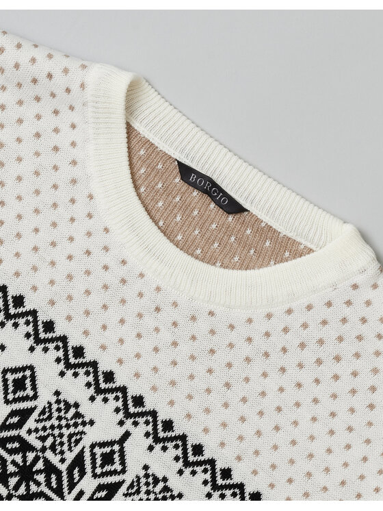 Borgio Borgio Sweter inverno Écru Slim Fit