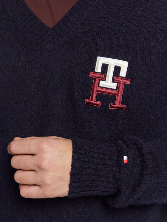 Tommy Hilfiger Tommy Hilfiger Sweter Monogram MW0MW28057 Granatowy Relaxed Fit
