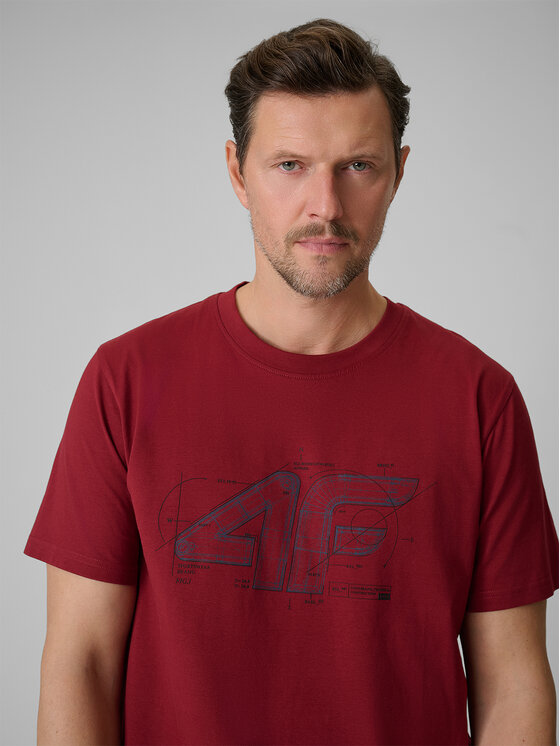 4F 4F T-Shirt COMMERCIAL 12 Czerwony ciemny Regular Fit