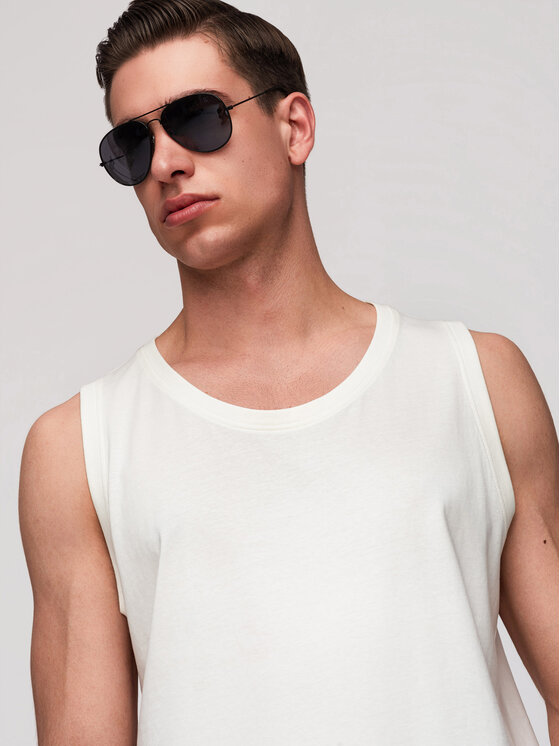 Ombre Ombre Tank top OM-TSBT-0272 Biały Regular Fit