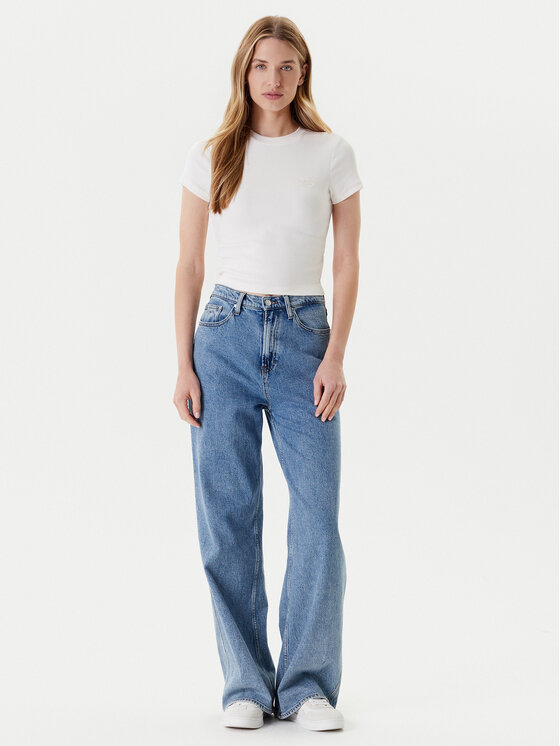 Tommy Jeans Tommy Jeans Tričko Script DW0DW20910 Écru Slim Fit