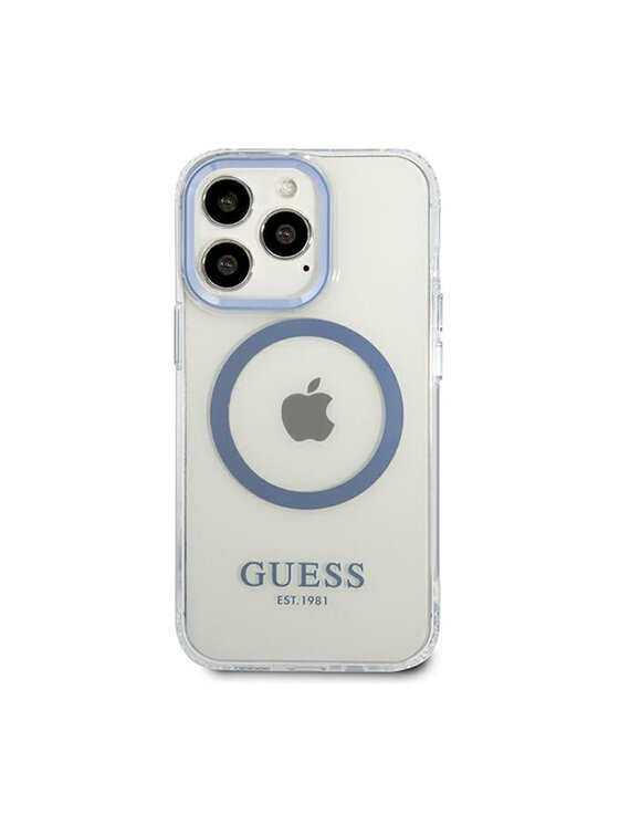 Guess Guess Etui na telefon Metal Outline Magsafe Przezroczysty