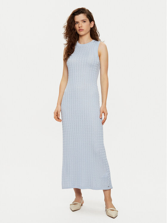 Tommy Hilfiger Tommy Hilfiger Rochie tricotată WW0WW43999 Albastru Slim Fit