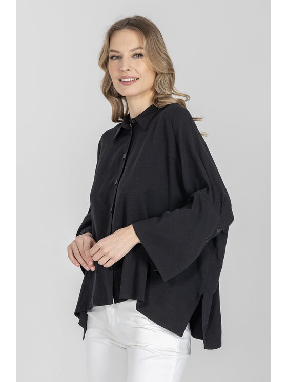 Deni Cler Milano Deni Cler Milano Bluzka T-DC-1335-F2-20-90-1 Czarny Oversize