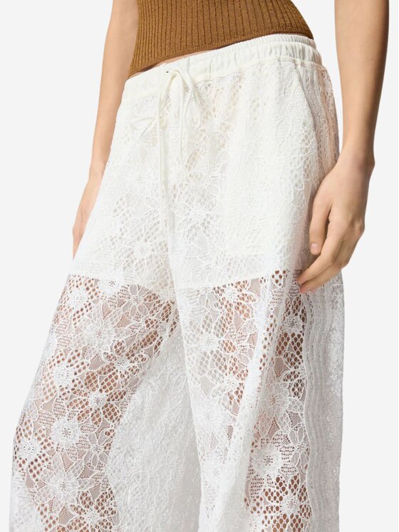 PINKO PINKO Bryczesy LAURIE PANTALONE PIZZO REBRODE Biały Regular Fit