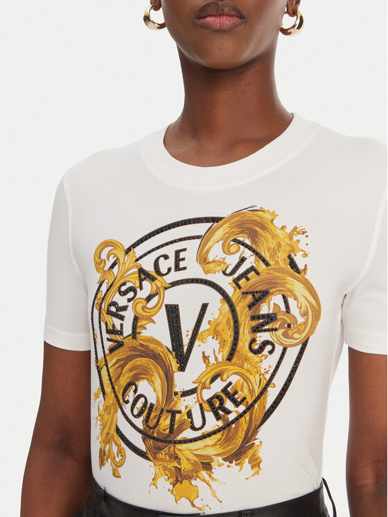 Versace Jeans Couture Versace Jeans Couture Tričko 80HAHE01 CJ02E Biela Slim Fit