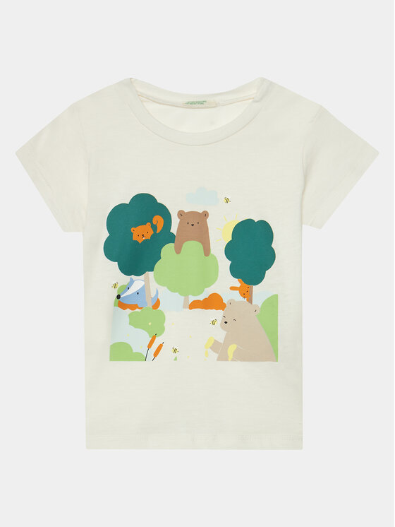 United Colors Of Benetton Tricou 3I1XA104G Écru Regular Fit