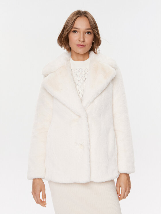 Guess Guess Кожено палто Corinne W3BL57 WFSI0 Екрю Regular Fit