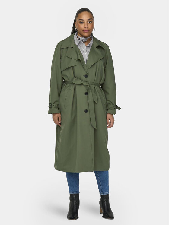 ONLY Carmakoma ONLY Carmakoma Тренч Chloe 15310056 Зелений Regular Fit