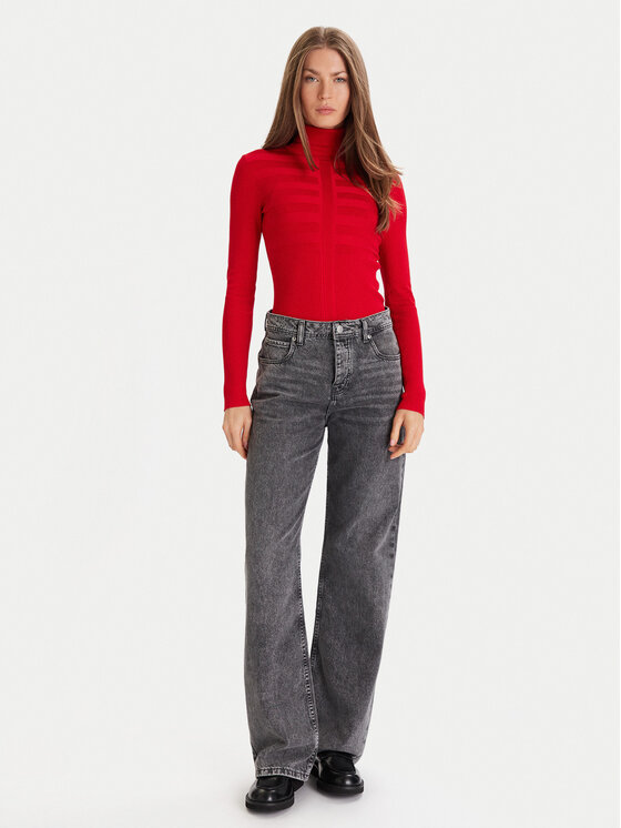Morgan Morgan Bluză cu gât 132-MENTOS.M Roșu Slim Fit
