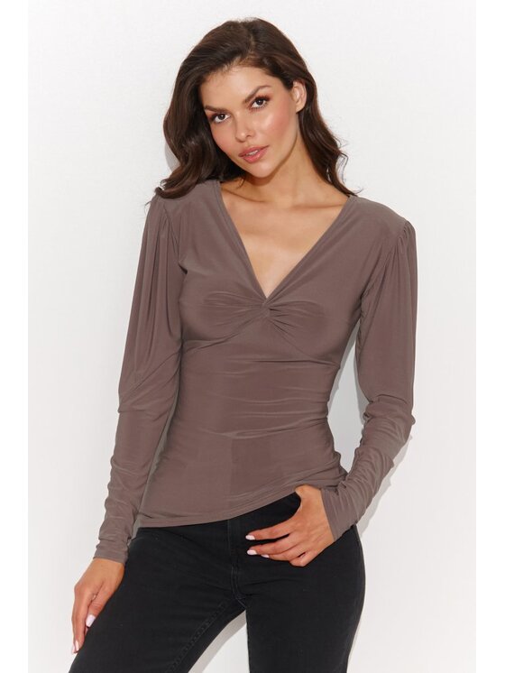 Numinou Numinou Bluzka NU461 Brązowy Regular Fit