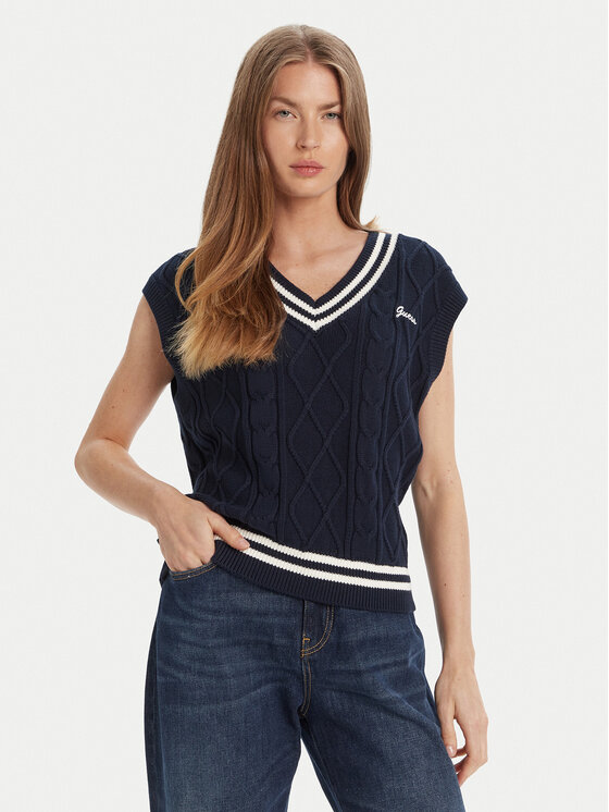 Guess Guess Pulover V5GR00 Z3FB1 Bleumarin Classic Fit