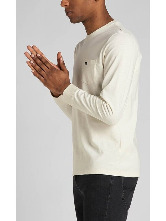 Lee Lee T-Shirt LS POCKET TEE Biały Regular Fit