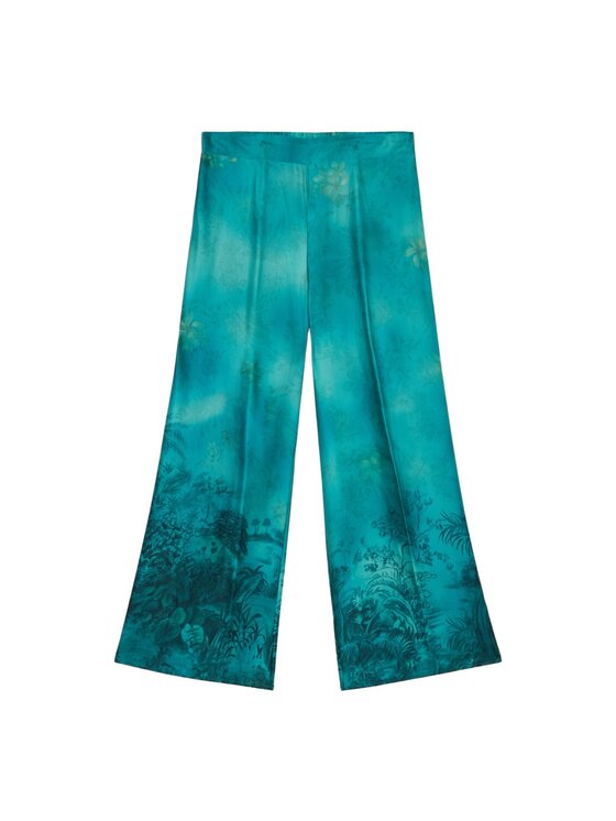 Oltre Oltre Pantaloni di tessuto P016J002473N0S4 Turchese Baggy Fit